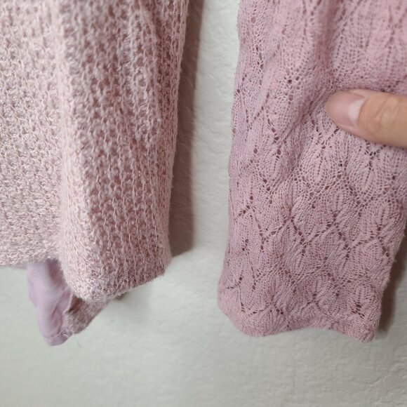 One September Sweater Top Womens Medium Mauve Pink Lace Pleated Long Sleeve - Picture 10 of 12